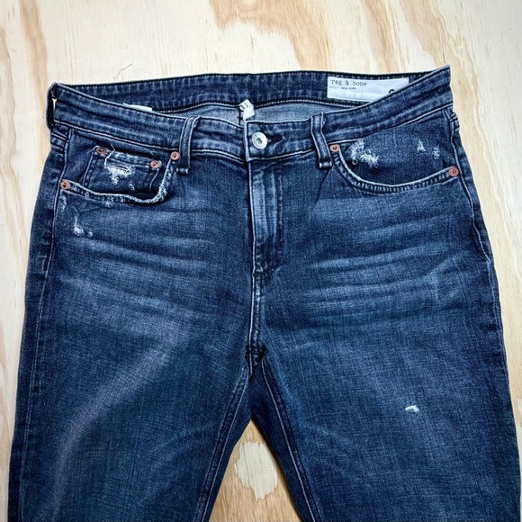rag & bone Dre Slim Boyfriend Jeans 28 Abbots Wash Low Rise Tapered Denim - Picture 2 of 12